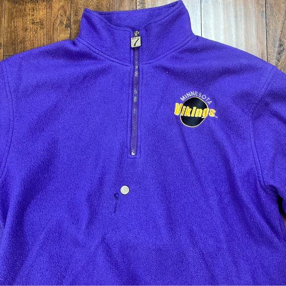 MINNESOTA VIKINGS Vintage LOGO 7 Game Day Pullover Zip Up Fleece Size Large - Picture 12 of 12